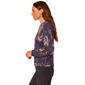 Petites Democracy Lg Ruch Slv Hi Rnd Mck Nk Flrl Sweater - image 3