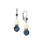 1928 Silver-Tone Mother of Pearl & Blue Bead Drop Earring - image 1