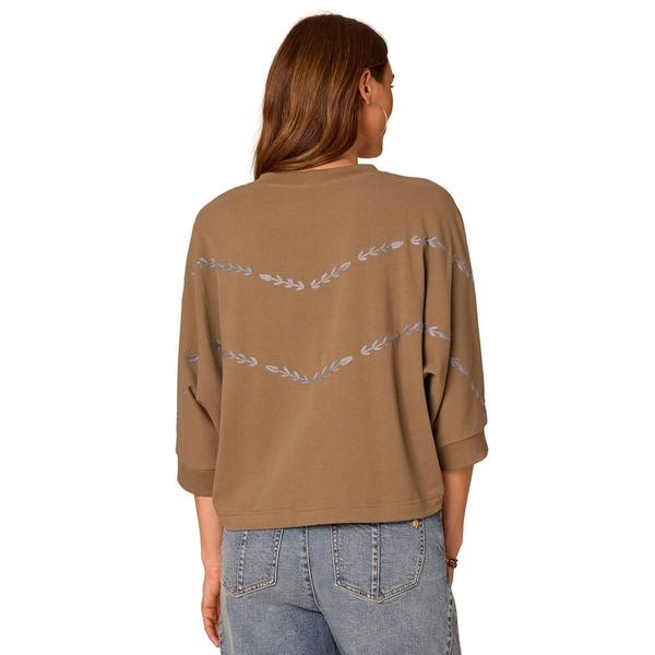 Womens Democracy 3/4 Dolman Sleeve Embroidered Sweater