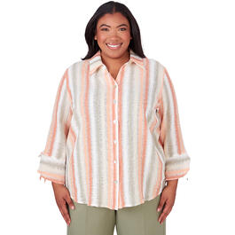 Plus Size Alfred Dunner Tuscan Sunset Woven Stripe Texture Top