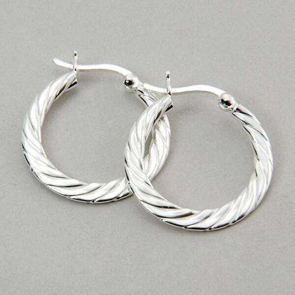 Marsala Sterling Silver Rope Twist Hoop Earrings - image 