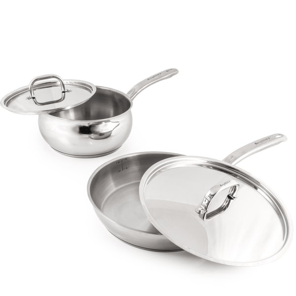 BergHOFF Belly Shape 4pc. Skillet & Saucepan Cookware Set