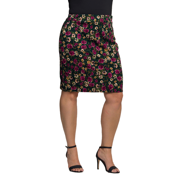 Plus Size 24/7 Comfort Apparel Knee Length Floral Pencil Skirt