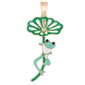 Wearable Art Gold-Tone Frog Holding Lotus Enhancer Pendant - image 1