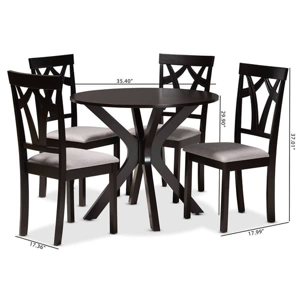 Baxton Studio Luise Modern Dark Brown Wood 5pc. Dining Set