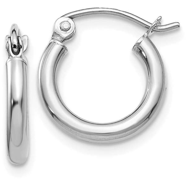 Gold Classics(tm) 10kt. White Gold Polished 9mm Tube Hoop Earrings - image 