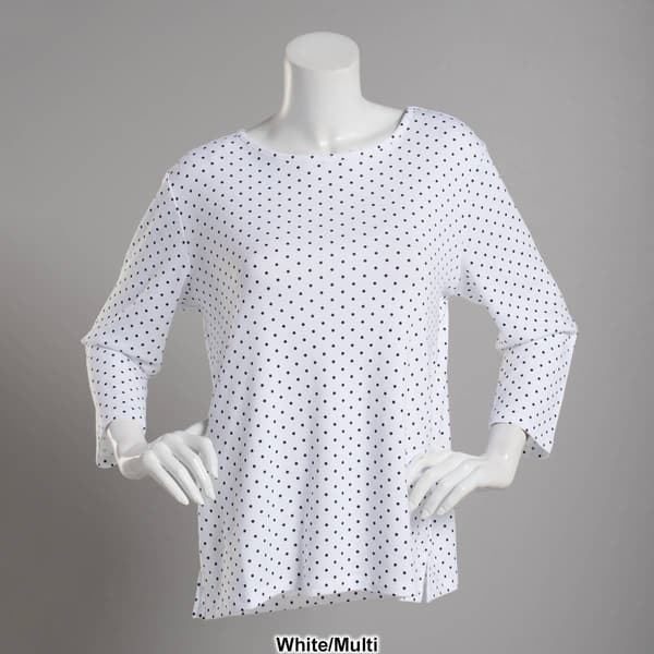 Womens Hasting & Smith 3/4 Sleeve Polka Dot Open Crew Neck Tee