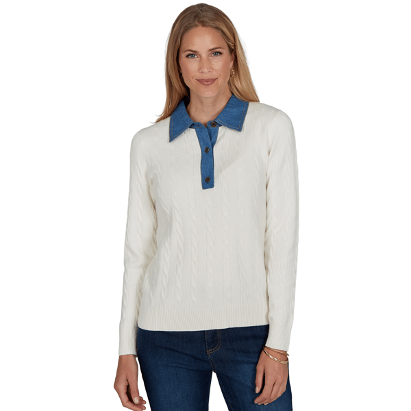 Petite Ruby Rd. Game of Luxe Long Sleeve Cable Knit Sweater
