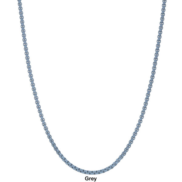 Mens Lynx Stainless Steel Acrylic Coated Box Chain Necklace