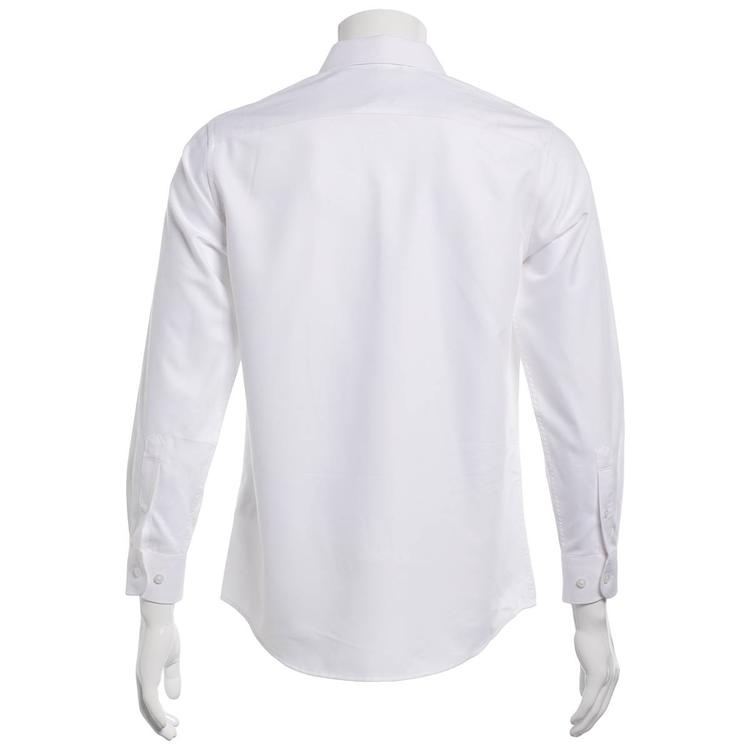 Mens Tom Baine Slim Fit Bamboo Jacquard Dress Shirt - White