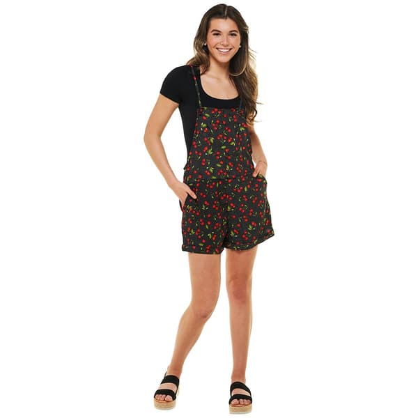 Juniors No Comment Crosshatch Cuff Cherry Romper