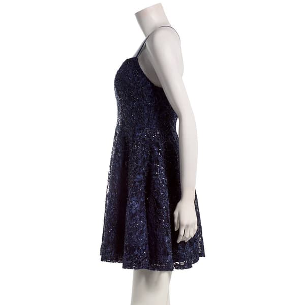 Juniors Emerald Sundae Eyelash Cross Back Skater Dress