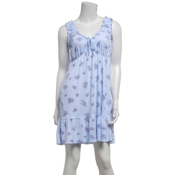 Womens Laura Ashley® Knit Gauze Floral Ruffle Edge Nightgown