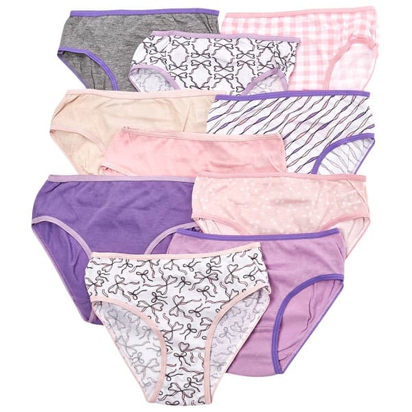Girls (7-12) Sweet Princess 10pk. Mixed Bows Panties - image 