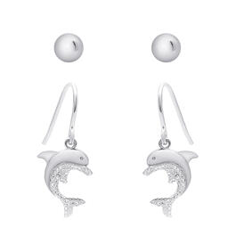 Accents Diamond Dolphin & Ball Dangle Earring Set