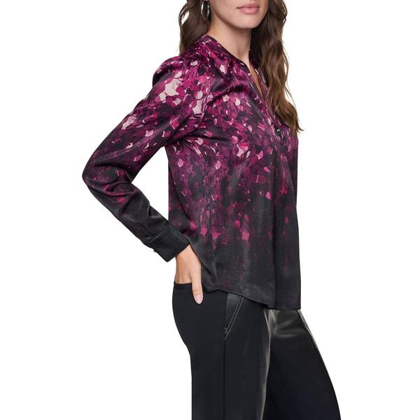 Womens DKNY Long Sleeve Falling Petals Button Front Blouse