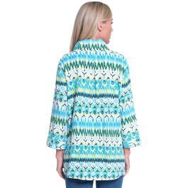 Womens Ali Miles 3/4 Sleeve Abstract Button Front Blouse