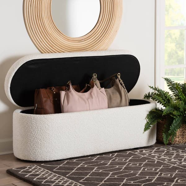 Baxton Studio Lavina Modern Teddy-Bear Fabric Storage Bench