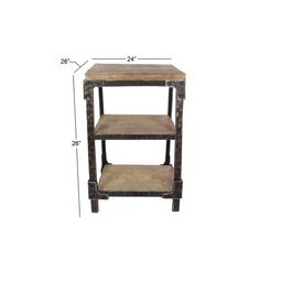 9th & Pike® Brown Wood Industrial-Inspired Accent Table