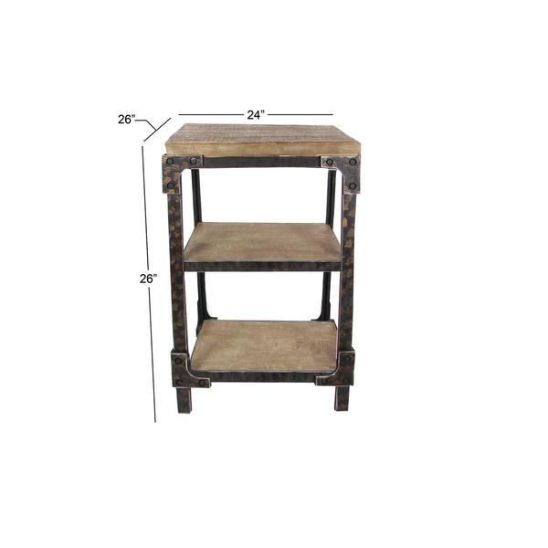 9th & Pike® Brown Wood Industrial-Inspired Accent Table