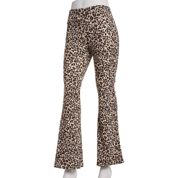 Juniors Derek Heart High Rise Ribbed Leopard Flare Leggings