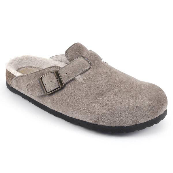 Womens White Mountain Bari Suede with Faux Fur Footbeds&#8482; Clogs