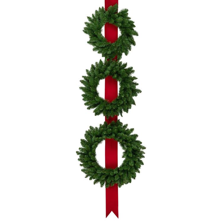 Northlight Seasonal Hanging Wreaths on Red Ribbon - Set of 3