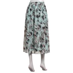 Plus Size Kasper Pull On Pleated Blurred Brushstroke Midi Skirt