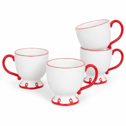 Sango Splash of Cheers 16oz. Red & White Coffee Mugs - Set of 14