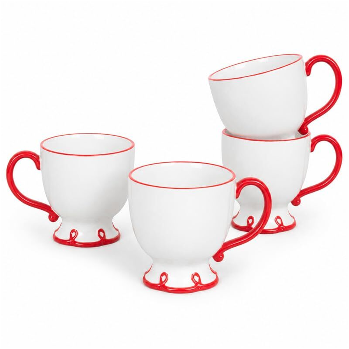 Sango Splash of Cheers 16oz. Red & White Coffee Mugs - Set of 14