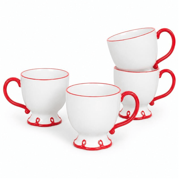 Sango Splash of Cheers 16oz. Red & White Coffee Mugs - Set of 4