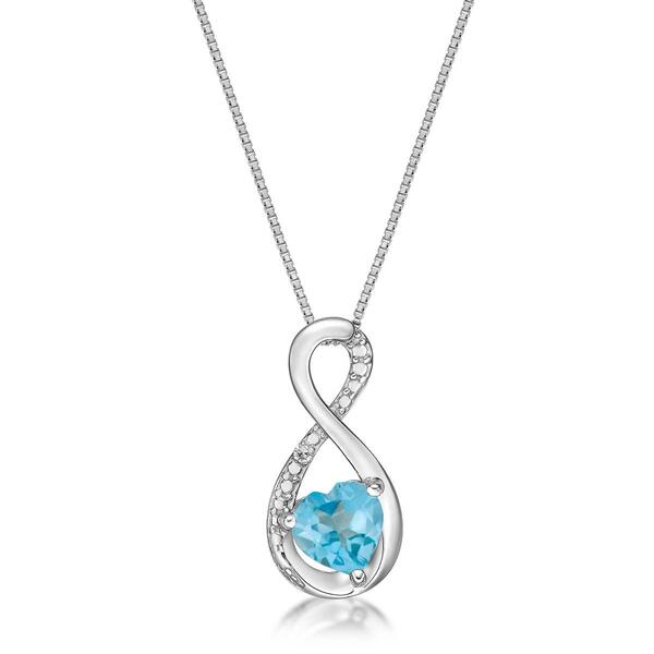 Mens Lynx Sterling Silver 6MM Heart Blue Topaz Infinity Pendant - image 
