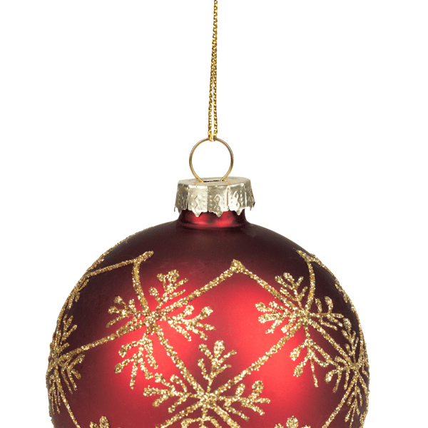 Northlight Burgundy Red Snowflake Glass Ball Christmas Ornament