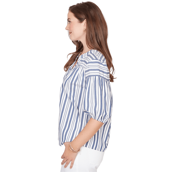 Womens Ruby Rd. French Riviera Elbow Puff Sleeve Stripe Blouse - Boscov's