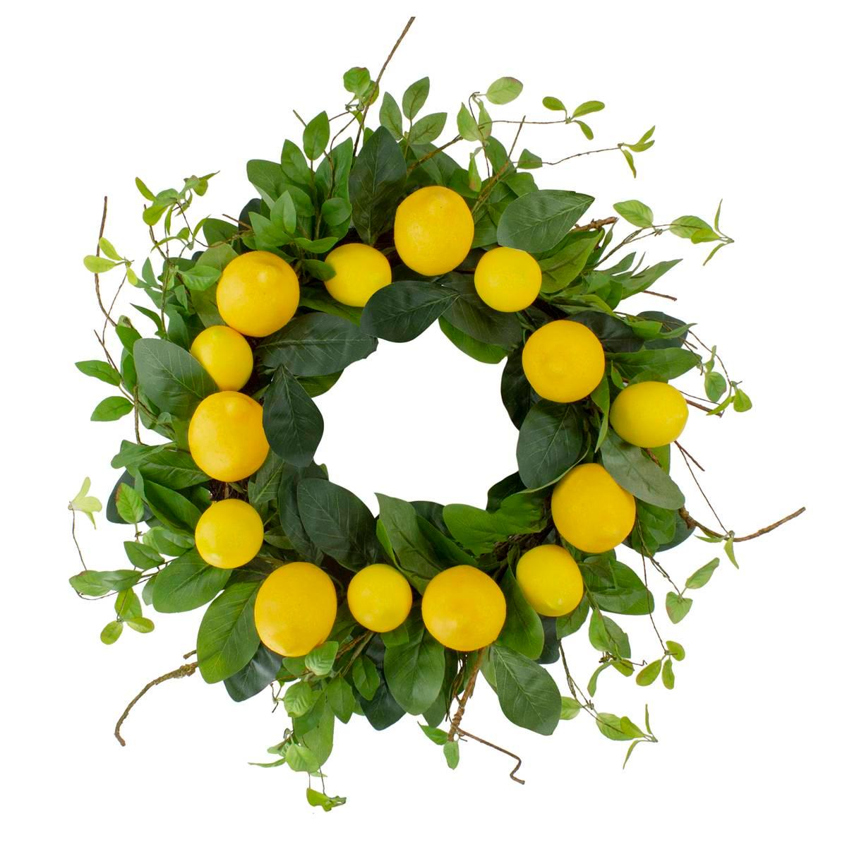 Open Video Modal for Northlight Seasonal Artificial Lemons &amp; Foliage Spring Wreath