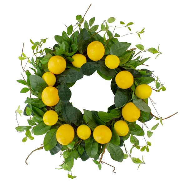 Northlight Seasonal Artificial Lemons &amp; Foliage Spring Wreath - image 