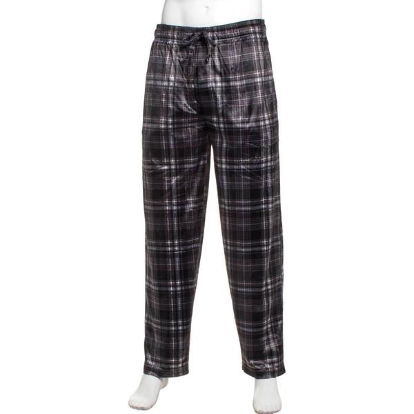 Mens Preswick & Moore(R) Black/White Plaid Silk Fleece Pajama Pants - image 