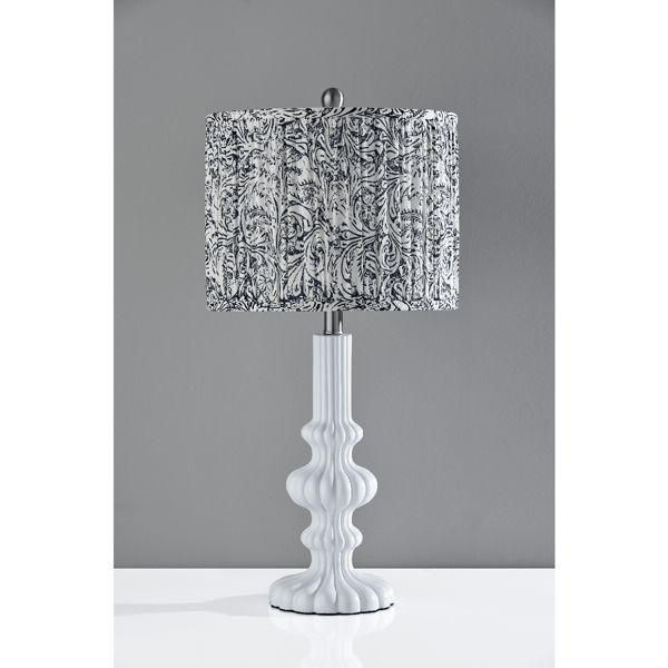 Adesso Ambrose Large Table Lamp with Pleated Navy/White Shade