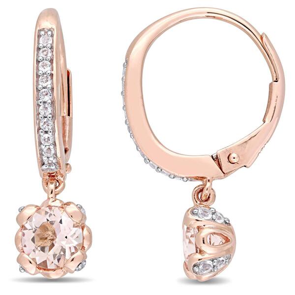 Gemstone Classics&#40;tm&#41; 10kt.  Rose Gold Floral Drop Earrings - image 