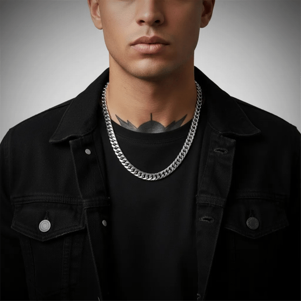 Mens Iron Saints 8mm Cuban Link Silver-Tone Necklace
