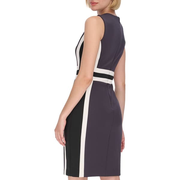 Womens Calvin Klein Sleeveless Color Block Scuba Sheath Dress