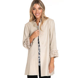 Womens Multiples 3/4 Ruffled Sleeve Jacket w/ Big Buttons
