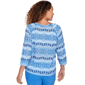Petite Hearts of Palm Embraceable Blue Geometric Keyhole Blouse - image 2