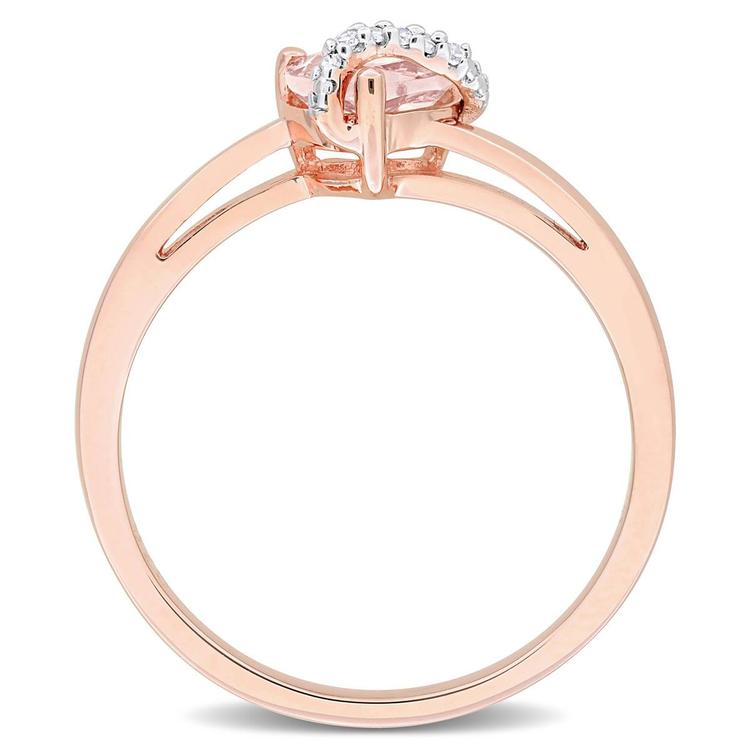 Heart Shape Morganite & Diamond Accent Wrap Ring