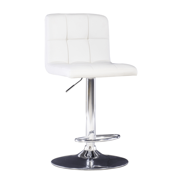 Linon Home Decor Brandt White Faux Leather Adjustable Barstool