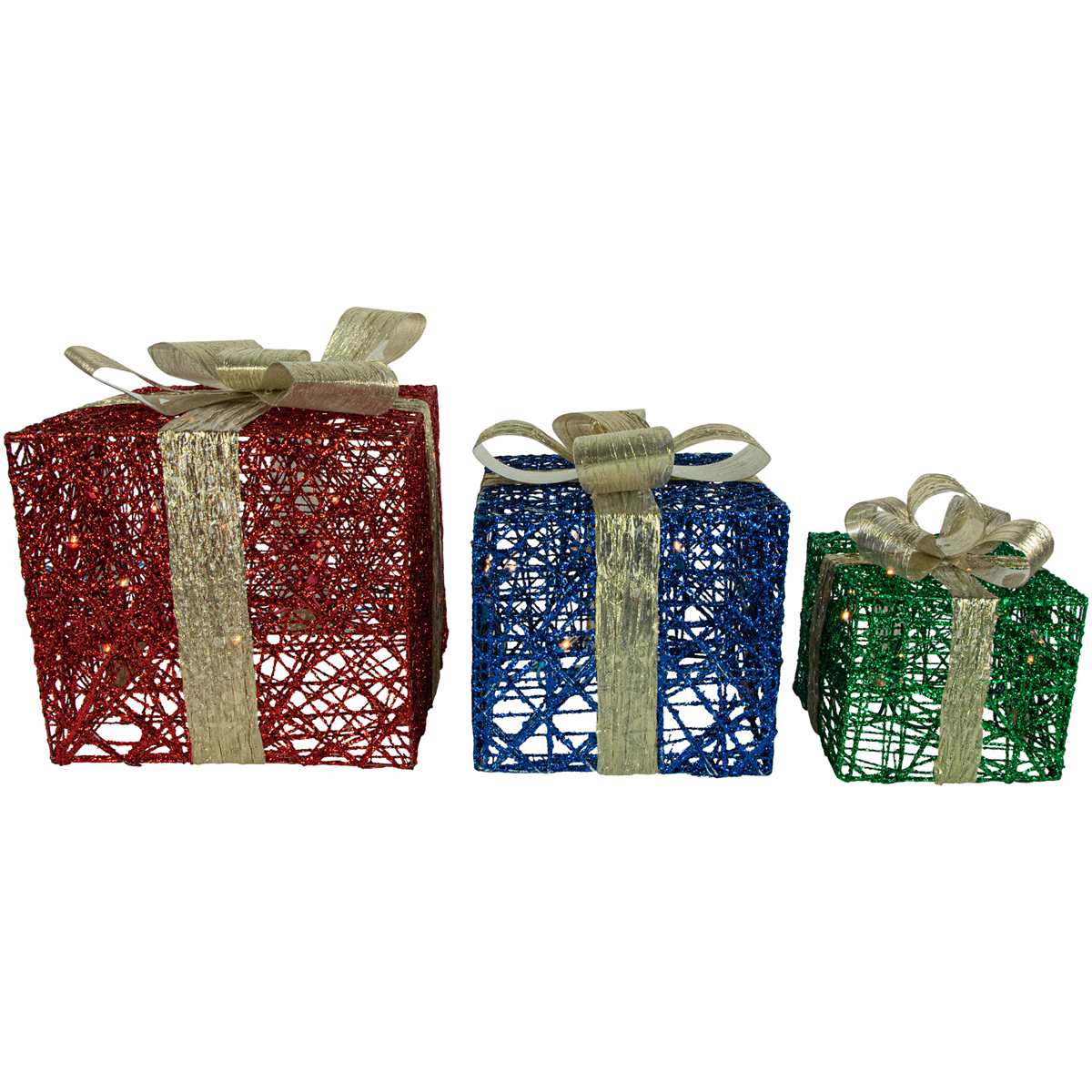Northlight Red Blue & Green Gift Boxes Christmas Decor - Set of 3