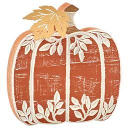 White Leaf Orange Tabletop Pumpkin Small
