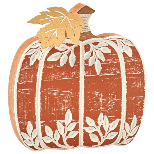 White Leaf Orange Tabletop Pumpkin Small - image 