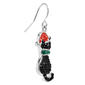 Athra Fine Silver Plated Crystal Christmas Cat Drop Earrings - image 2