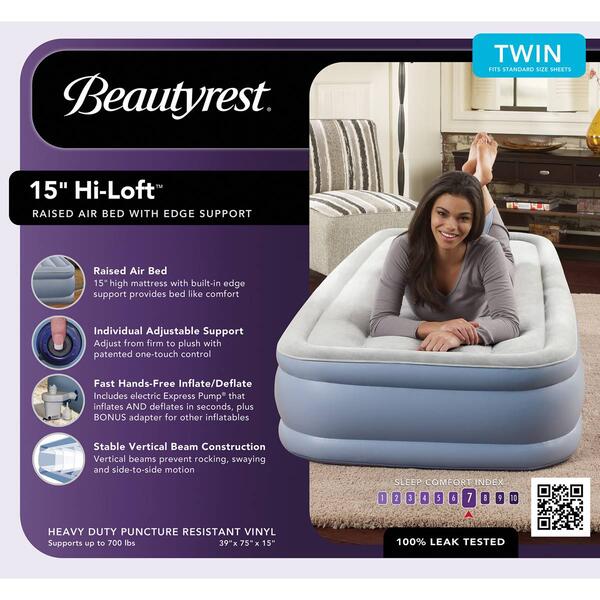 Beautyrest Hi Loft 16in. Twin Air Mattress with A/C Pump